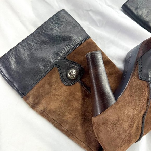 Rare Miss-sixty women's western style brown suede platform boots - Picture 3 of 8